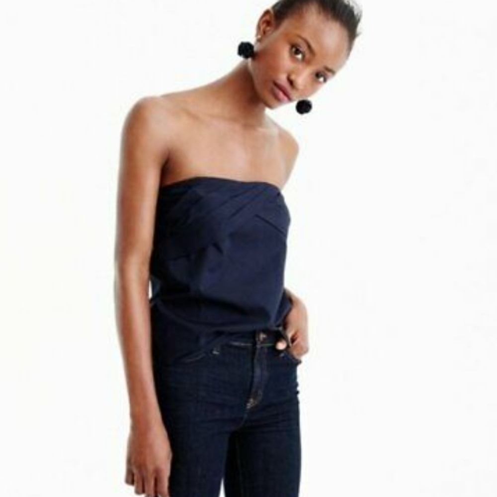 J. Crew Navy Strapless Crop Top